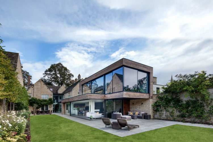 Stout House Ultraline minimal frame black sliding doors new build dwelling