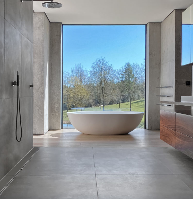 Modern new build Ultraline sliding door installation opening corner sliding doors