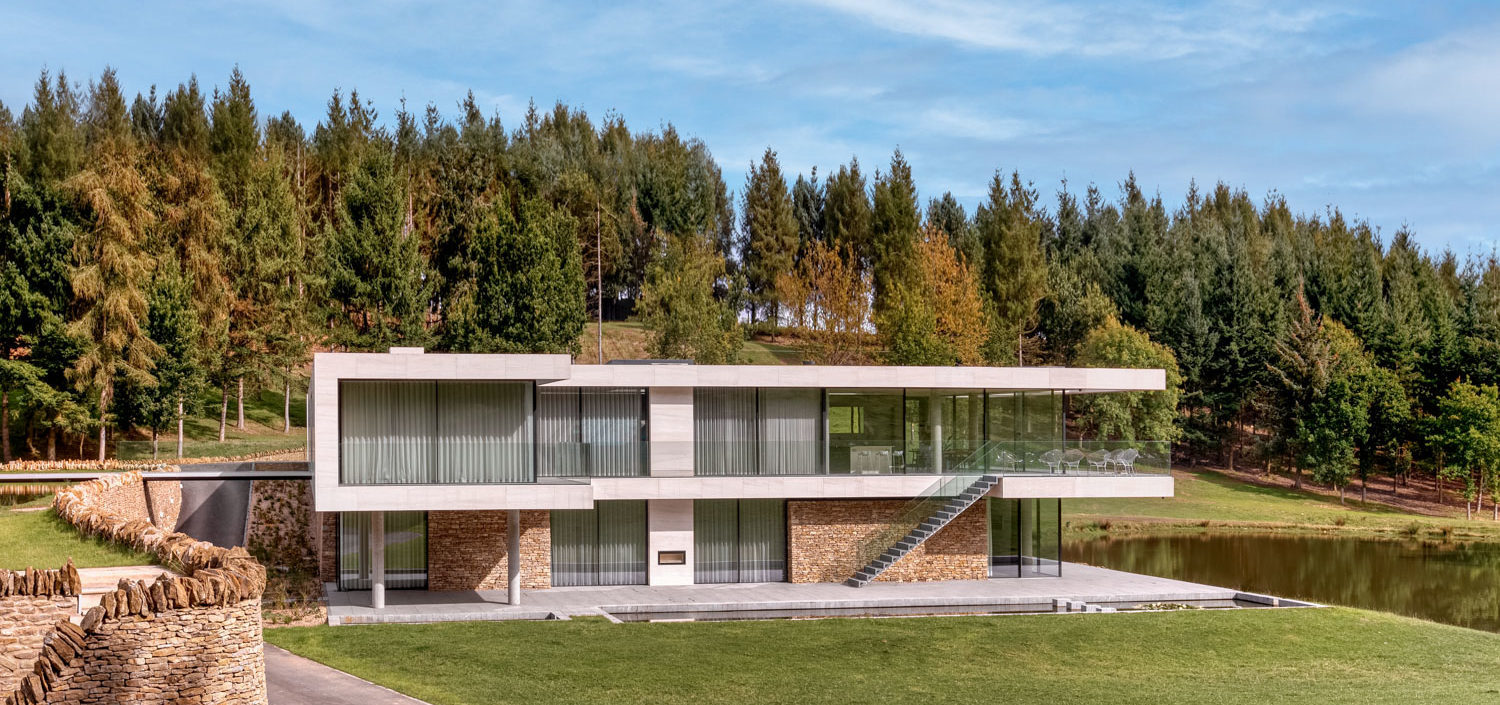 Modern new build Ultraline sliding door installation opening corner sliding doors