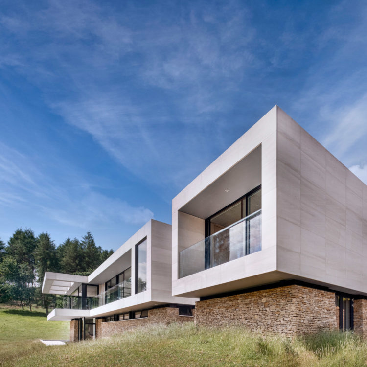 Modern new build Ultraline sliding door installation opening corner sliding doors